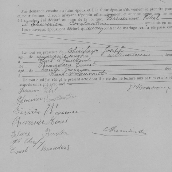 Les témoins et les sept signatures du même acte, page suivante